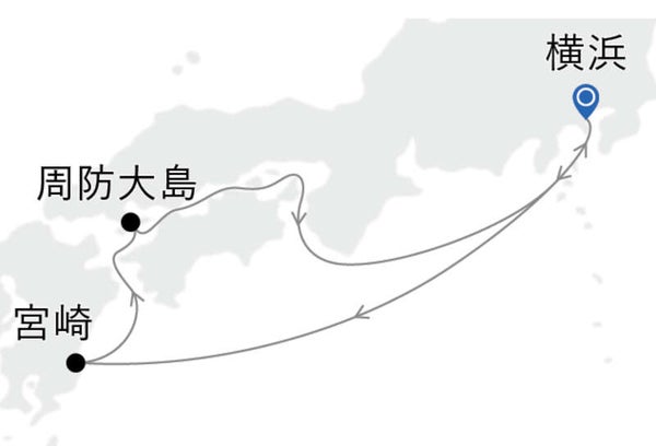 MITSUI OCEAN SAKURA ベランダスイートC【横浜発着】南国 宮崎と春の瀬戸内海周防大島クルーズ(6日間)2